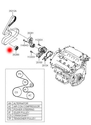 OEM 25286-3E001 252863E001 IDLER PULLEY FOR HYUNDAI GRANDEUR (TG) 2.7